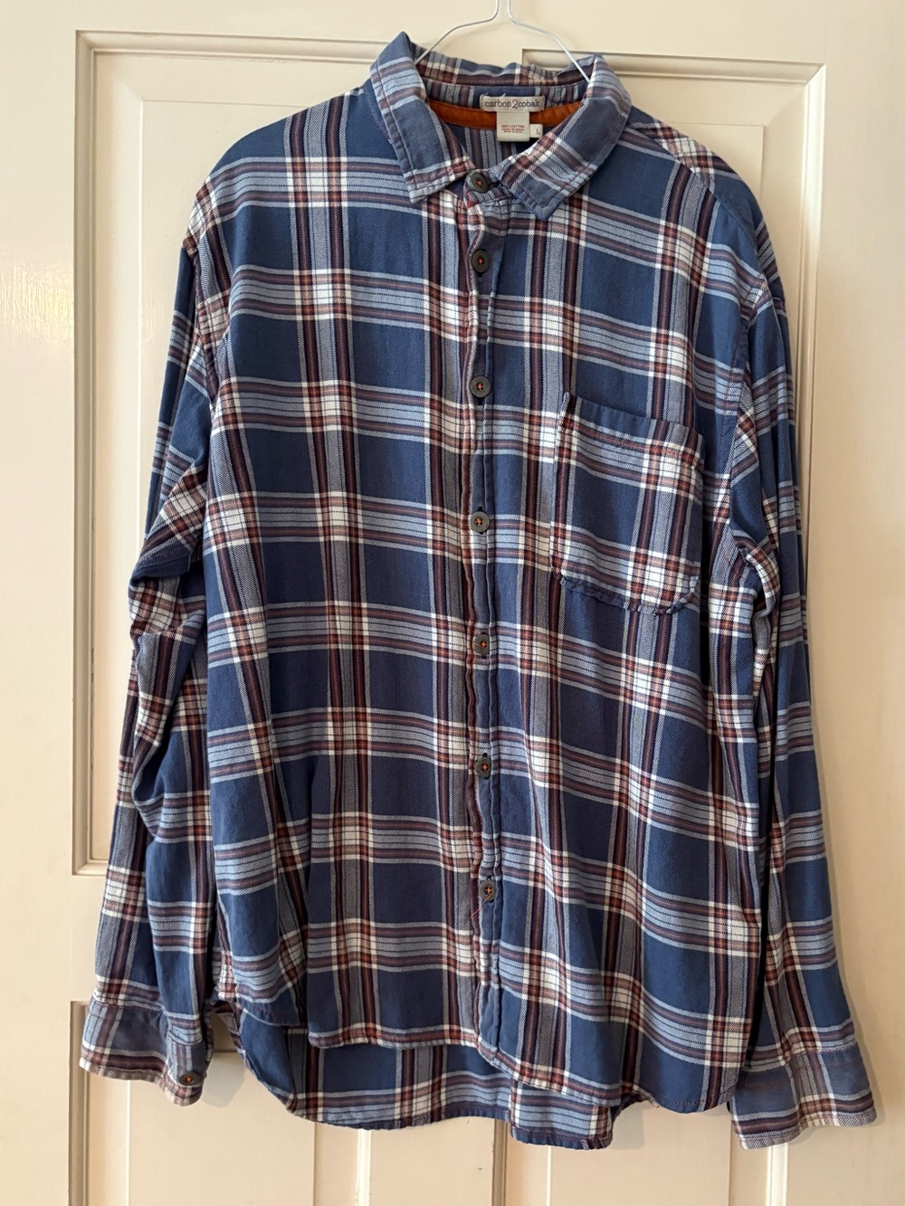 Men's Carbon 2 Cobalt  Blue Plaid Button-Up Shirt. Large